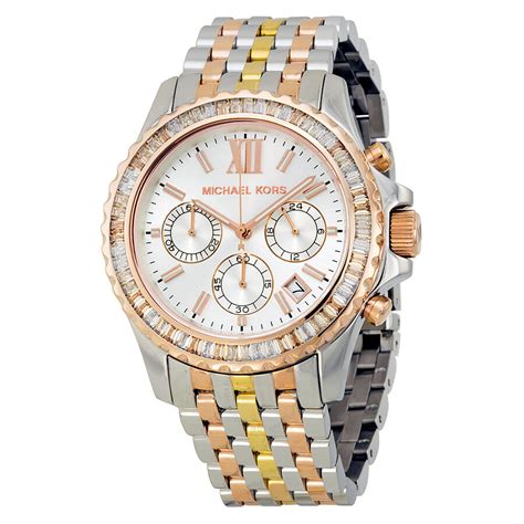 michael kors three tone watch|michael kors everest chronograph.